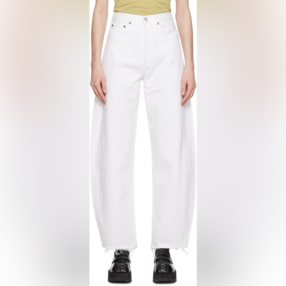 AGOLDE Luna White Pieced Taper Denim High Rise Wide Leg Jeans